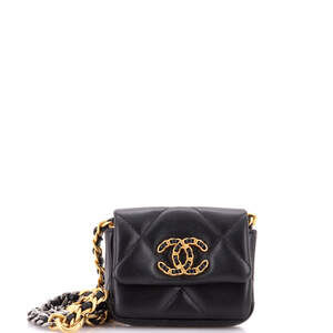 Chanel 19 Convertible Flap Coin Purse With Chain Quilted Lambskin